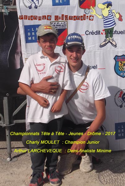 Championnats de la drôme Pétanque T à T jeunes 2017