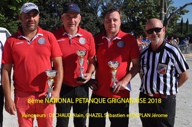 Vainqueur du NATIONAL de Pétanque GRIGNAN 2018